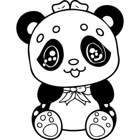 Desenho De Panda Kawaii Para Colorir Vetor Premium