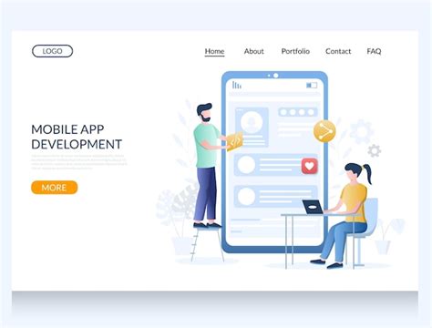 Premium Vector Mobile App Development Vector Website Landing Page