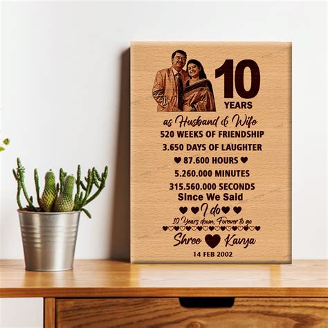 10th Wedding Anniversary Personalized Engraved Photo Frame T Zestpics