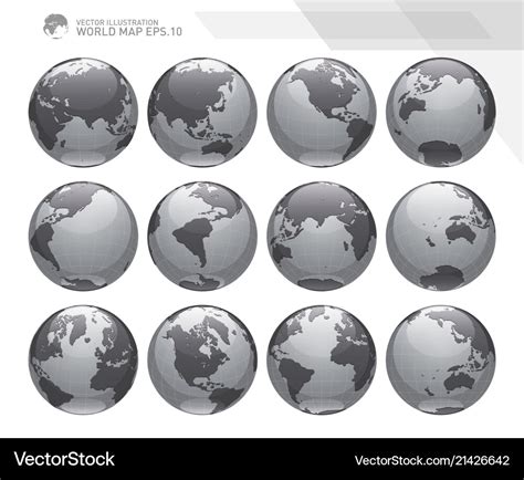 Earth Globes Sets Royalty Free Vector Image Vectorstock