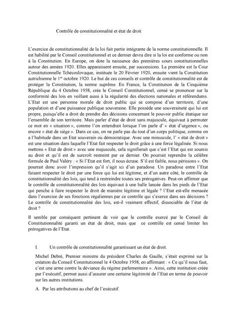 Contrôle de constitutionnalité et état de droit