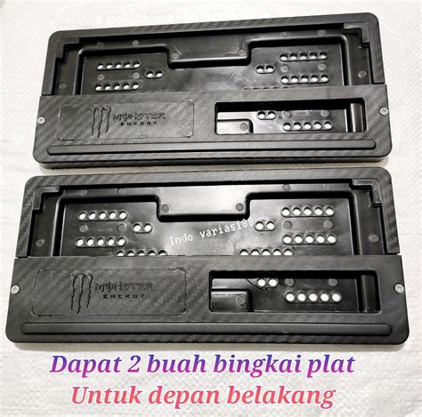 Bingkai Plat Tempat Plat Nomor Monster Dudukan Plat Nomor Karbon Gelap