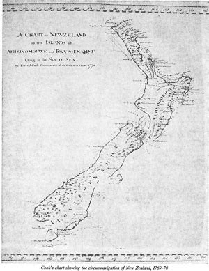 Cook S Chart Showing The Circumnavigation Of New Zealand