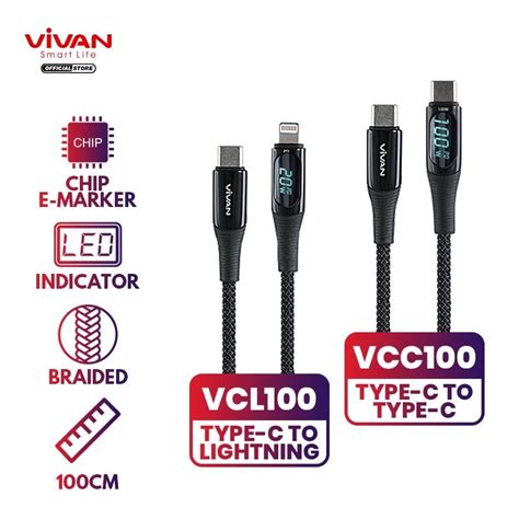 Jual VIVAN Kabel Data VCC100 VCL100 Cable Data 100cm Type C To Type C