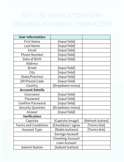 identity verification form templates  google sheets