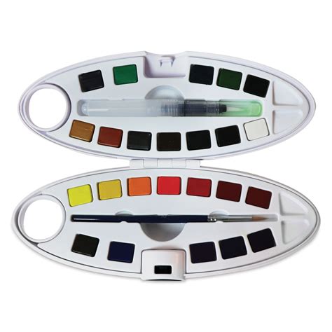 Pebeo Fine Watercolor Half Pan Set Half Pans Oval Plastic Case Set