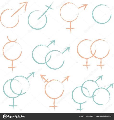 Vector Icons Gender Symbols Combinations Female Male Transgender