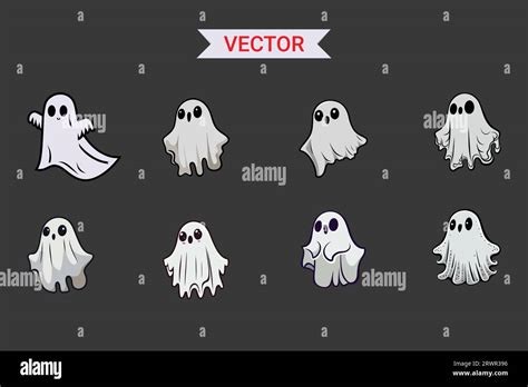 Set Of Cloth Ghosts Halloween Scary Ghostly Monsters Cute Cartoon