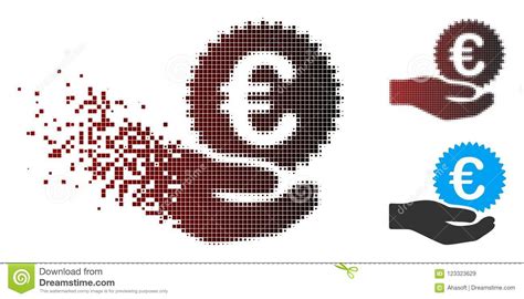 Icono Euro De Semitono Destructed De La Mano De La Oferta De La Moneda