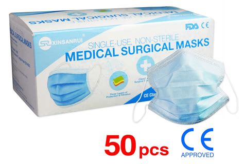 50 Pack CE Approved Class Level 2 Surgical Disposable Face Mask 3 Ply