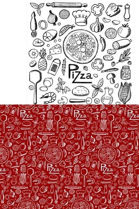 Pizza Set Seamless Pattern Masterbundles