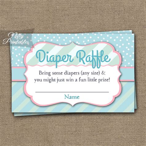 Printable Diaper Raffle Baby Shower Turquoise Pink Whimsey