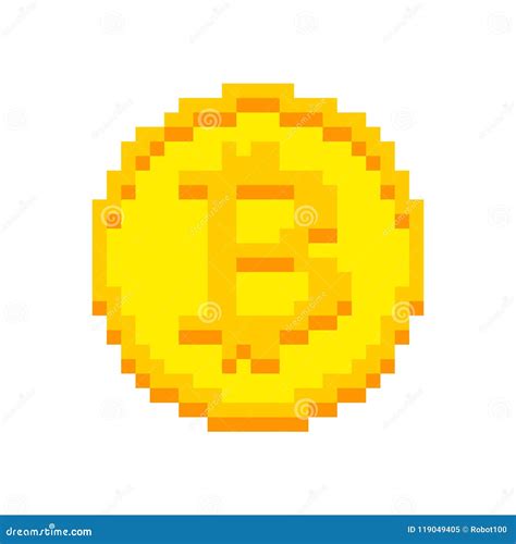 Bitcoin Pixel Art Isolated Crypto Currency Bit Cryptocurrency