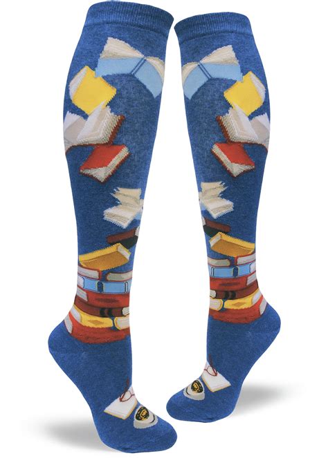 Books Socks Womens Knee High Reading Sock Modsocks Blue Modsocks