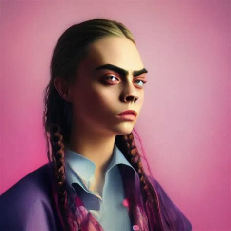 Cara Delevingne Full Body Portrait Colorful Oil Stable Diffusion