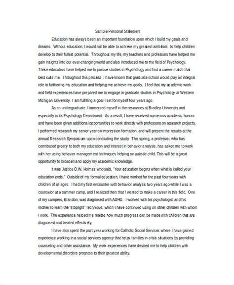 Free 11 Sample Personal Statement For Graduate School In Word Pdf