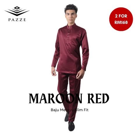 [satin Series Extra Slim] Pazze Baju Melayu Satin Series Black Navy Blue Maroon Red Silver