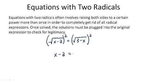 Equations With Two Radicals Overview