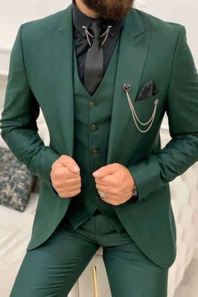 Men 3 Piece Suit Green Wedding Suits Party Wear Suit Sainly Sainly