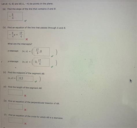 Solved Let A−58 And B11−4 Be Points In The Plane A