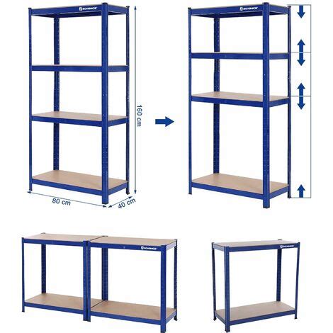 Set Di 2 Robusto Scaffale In Metallo Per Carichi Pesanti 5 Ripiani