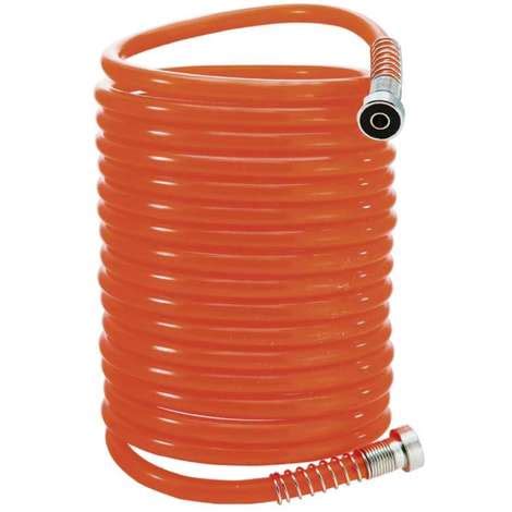 Tuyau spirale nylon 5 mètres pour compresseur à raccords baïonnette