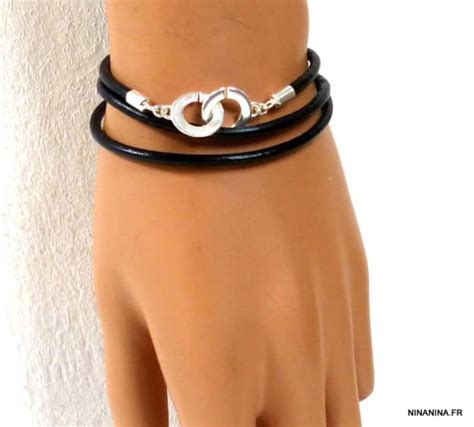 Bracelet Menott Argent Cordon Cuir Triple Tour Ninanina