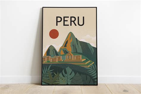Peru Machu Picchu Travel Poster Peru Print Peru Art. Digital Poster
