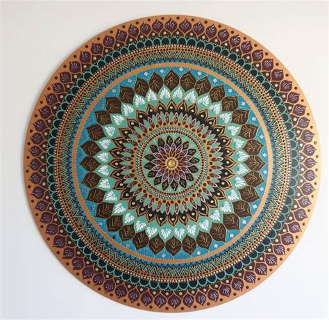 mandala pintada a mão em MDF 90 cm de diâmetro Elo7