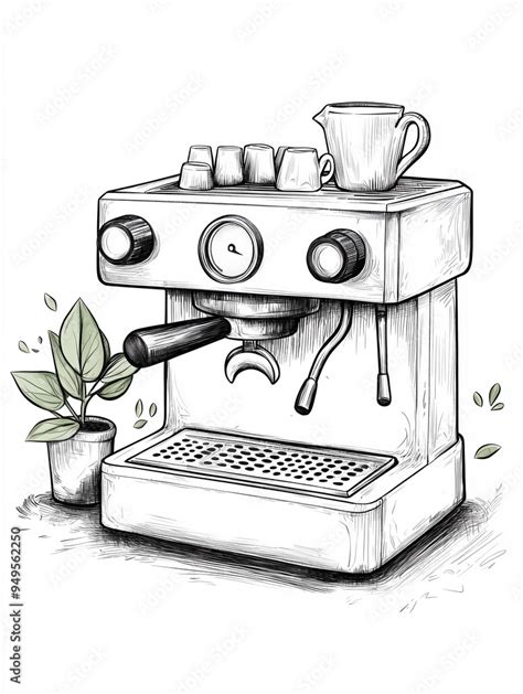 Black And White Hand Drawn Artistic Drip Coffee Maker Illustration