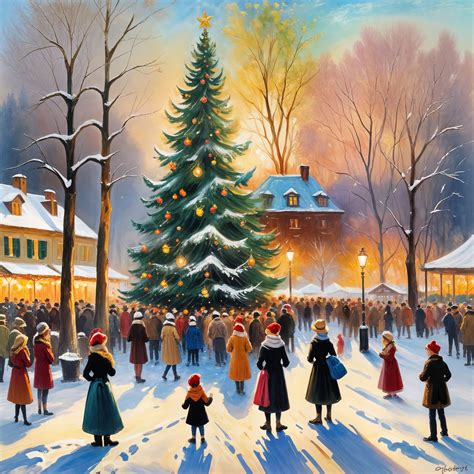 Joyful Christmas Scene in Vibrant Oil Painting - AI Art