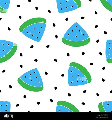 Seamless Blue Watermelons Pattern Vector Background Watermelon Slices