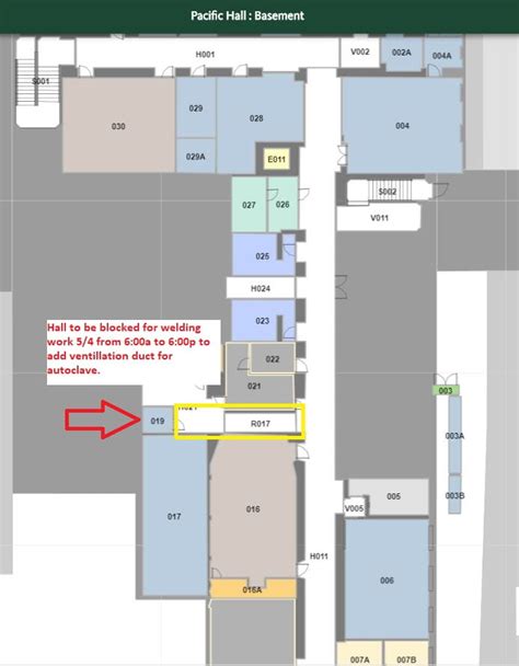 Pacific Hall Welding Project To Block Basement Hallway H021 And R017 5