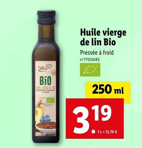 Promo Huile Vierge De Lin Bio Press E Froid Chez Lidl