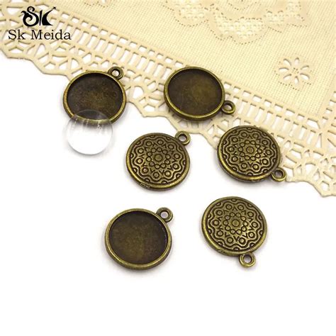 20 16mm Antiqued Bronze Rodada Cameo Cabochão Base de dados de