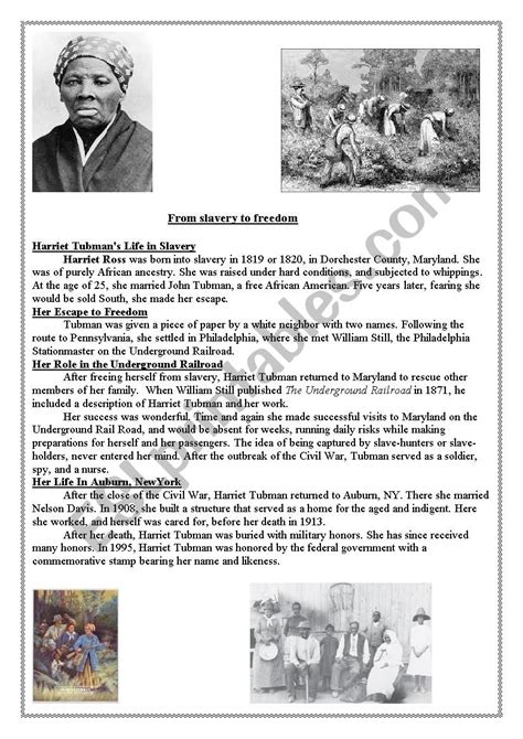 Free Printable Harriet Tubman Worksheets