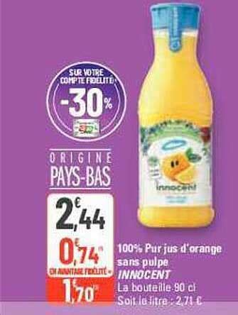 Promo 100 Pur Jus D Orange Sans Pulpe Innocent Chez G20 ICatalogue Fr