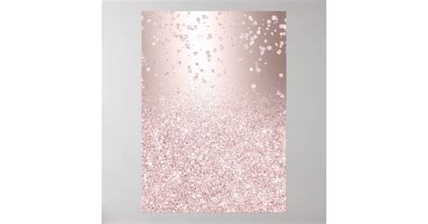 Rose Gold Glitter Ombre Metallic Sparkles Confetti Poster Zazzle