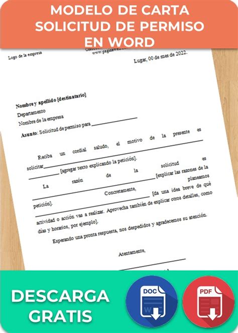 Carta De Solicitud De Permiso Para Descargar Word Gratis Modelo De Carta De Solicitud De