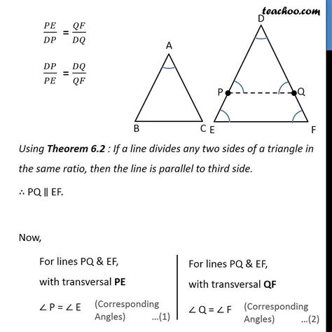 Theorem 6 5 Sas Similarity If One Angle Of A Triangle Is Equal To