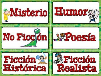 BOOK GENRE Labels English Spanish By LISTOS LEARNING TPT