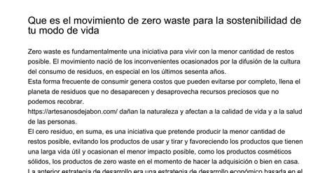 Qué significa el movimiento de cero residuo para la sostenibilidad de