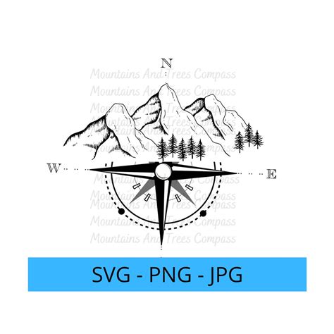 Mountains And Trees Compass Svg Files For Cricut Mountains Campass Svg