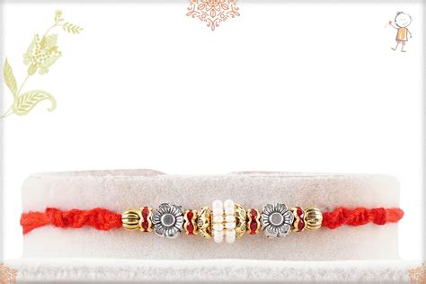 Exclusive Pearl Rakhi With Ganga Jamuna Beads Send Rakhi Online To