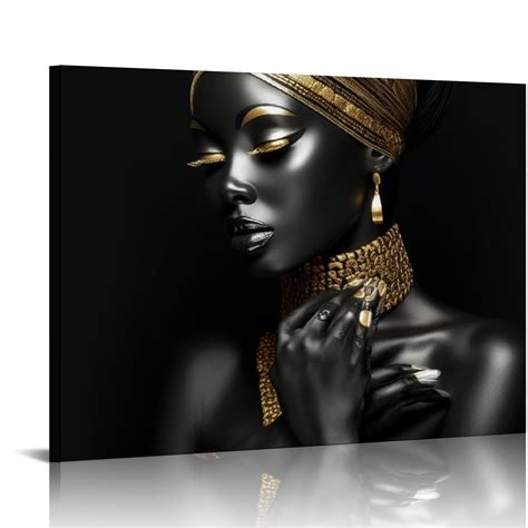 Jeuxus African American Wall Art Canvas Black Woman Queen Portrait