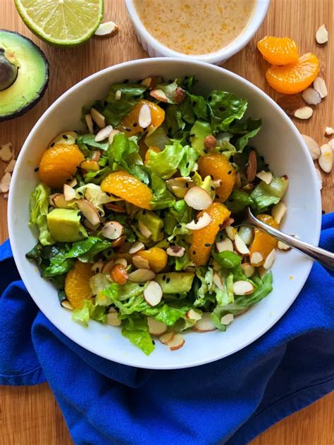 Mandarin And Almond Salad W Ginger Sesame Dressing Katies Conscious Kitchen Salad Recipes For