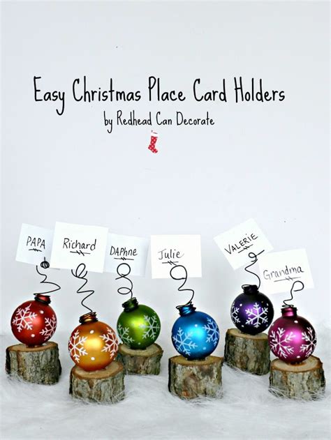 Mini-Tree Stump Christmas Place Card Holders - Redhead Can Decorate