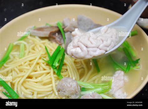 Meat And Brain Noodles Stock Photo Alamy