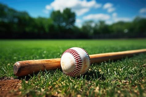 Premium AI Image | Baseball bat and ball on a baseball field