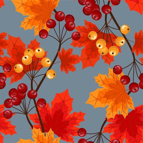 Premium Vector Autumn Floral Seamless Pattern